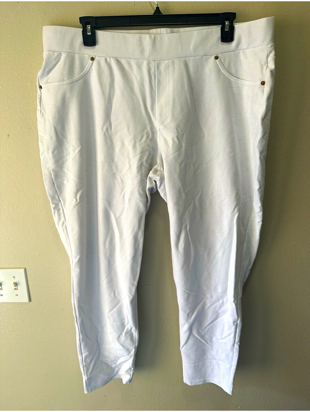 Michael Kors Women’s Plus Jegging Jeans 3X White Solid Denim 5-Pocket